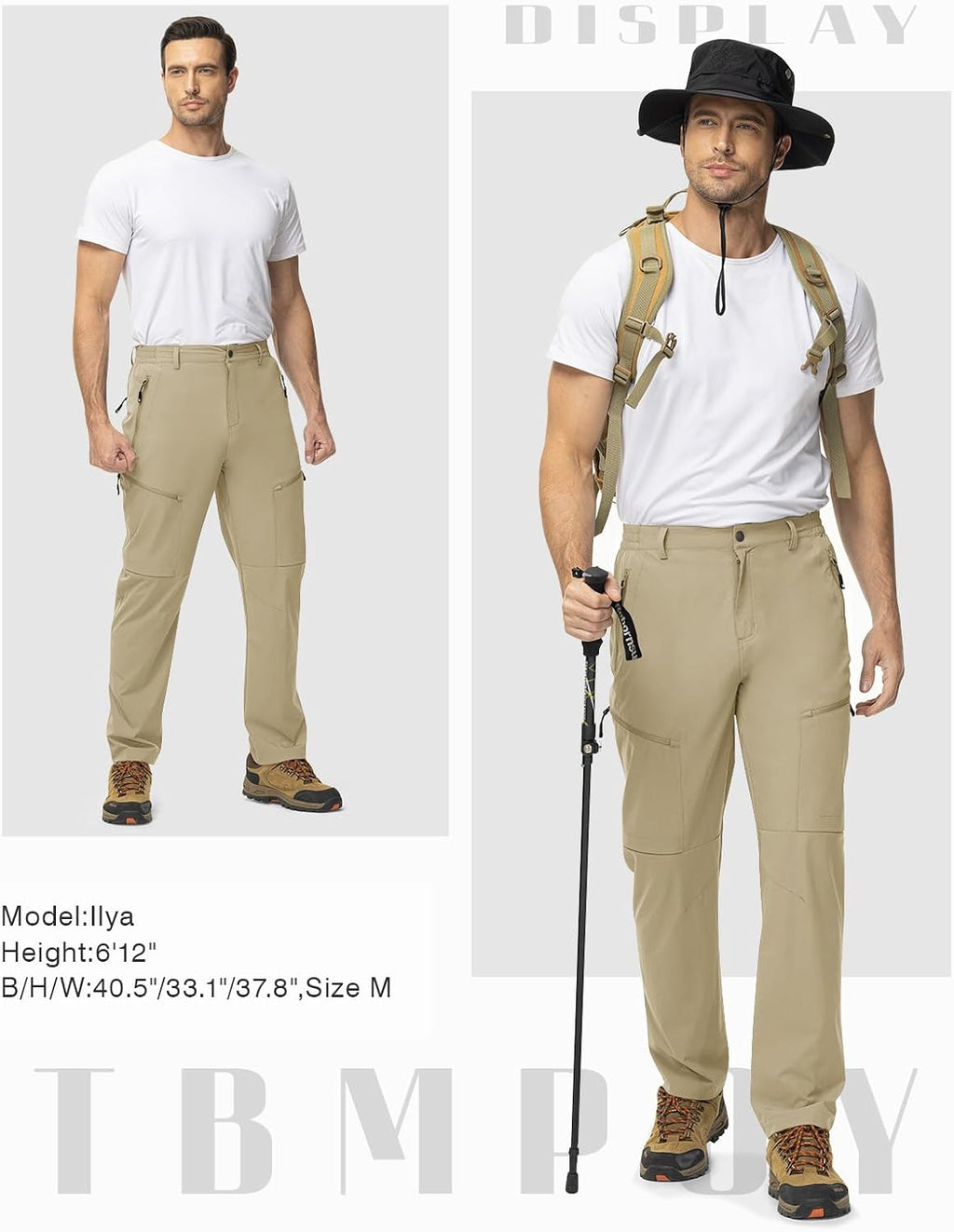 TBMPOY Mens Hiking Pants Lightweight Water Resistant Travel Outdoor Fishing