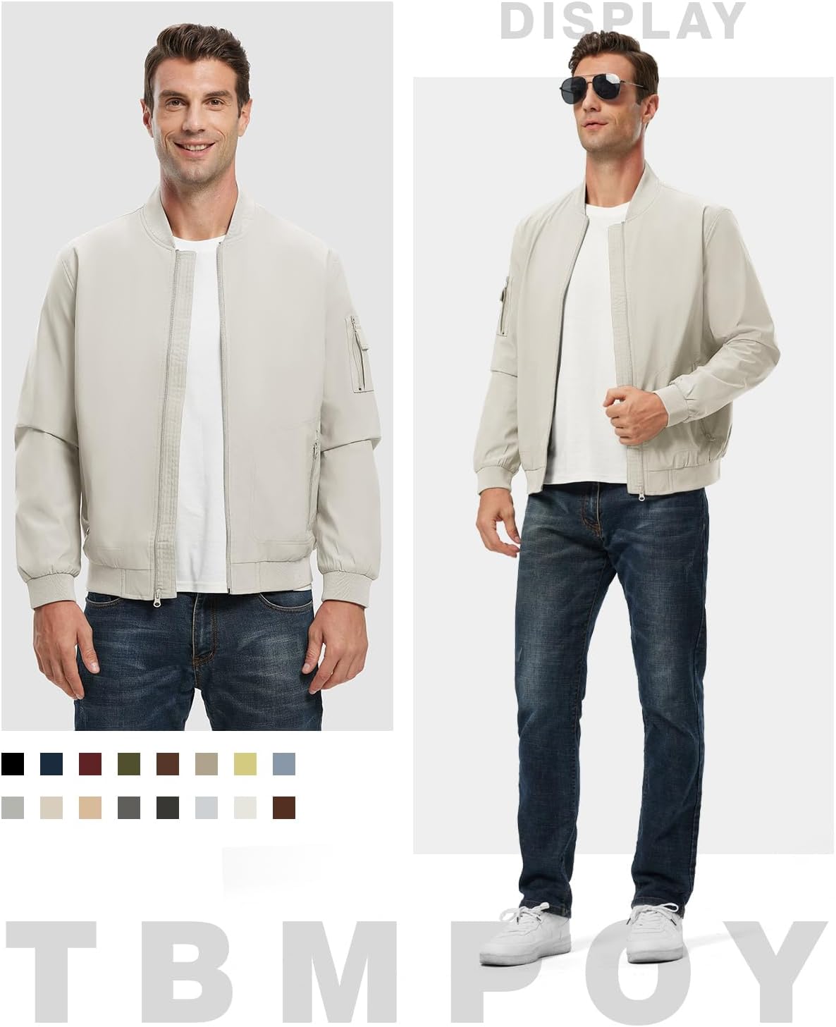 TBMPOY Men's Lightweight Jackets Casual Dress Golf Bomber Windbreaker Fall