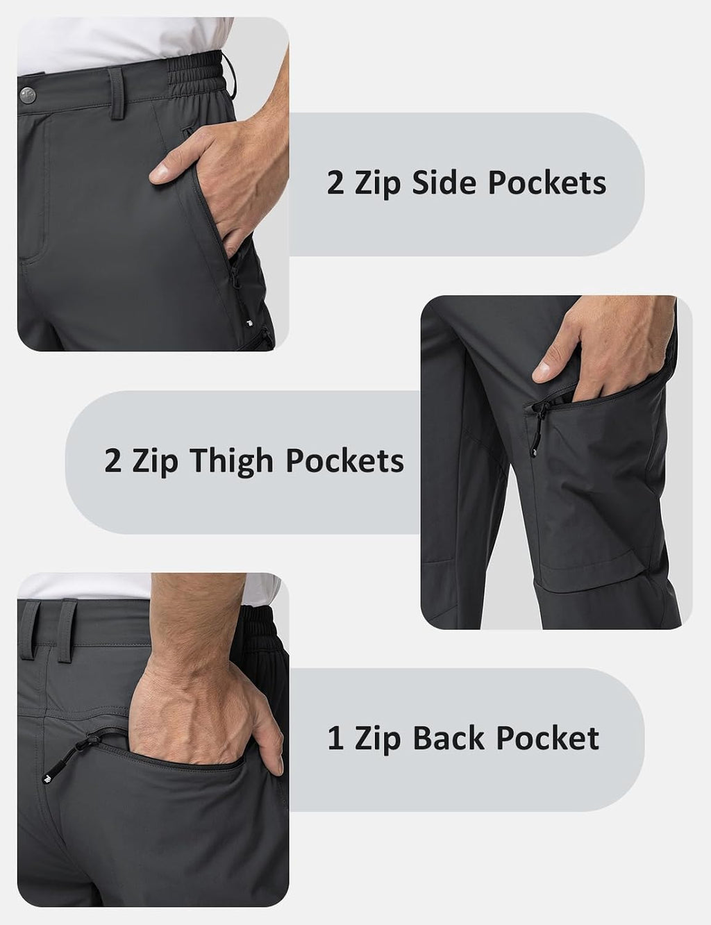 TBMPOY Mens Hiking Pants Lightweight Water Resistant Travel Outdoor Fishing