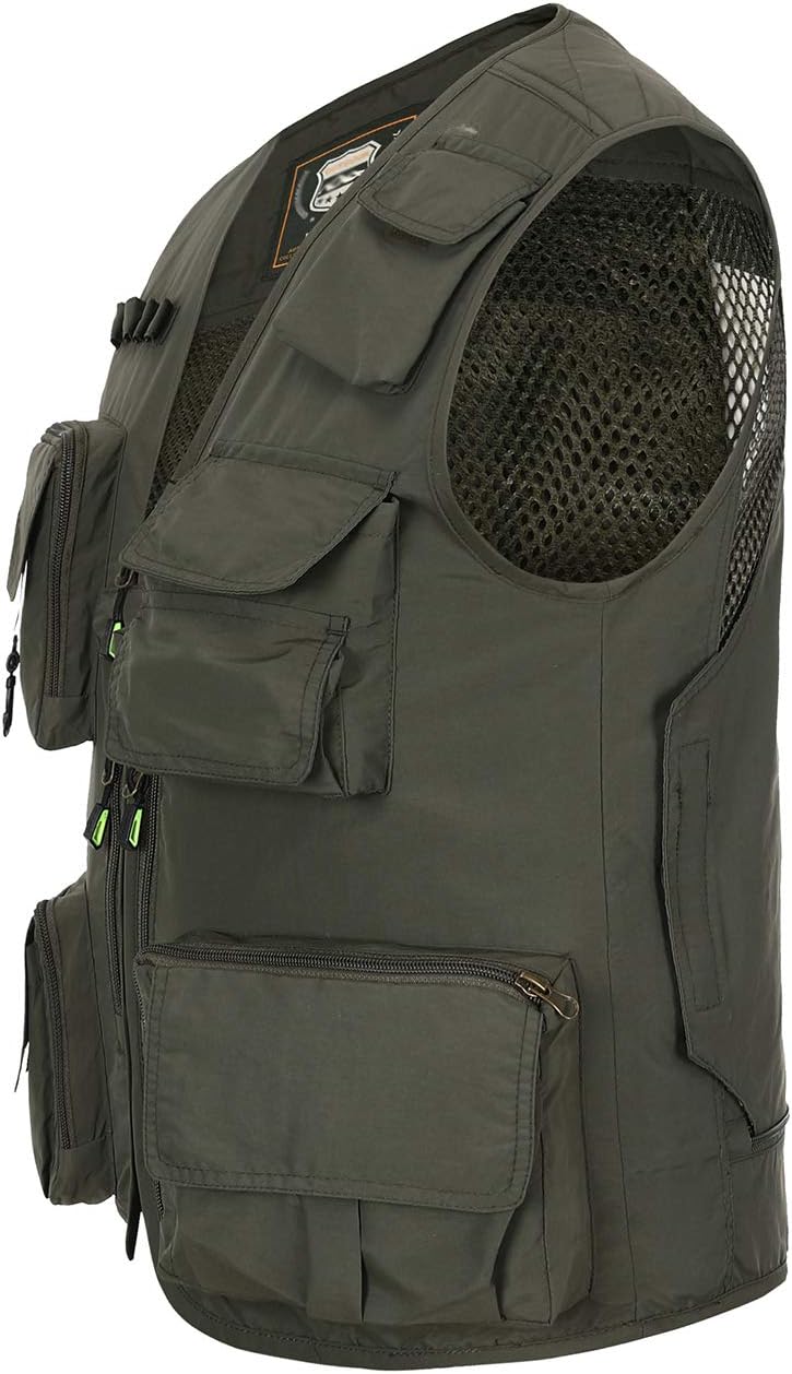 Hbufnha Outdoor Fishing Hunting Vest Multi Pockets Work Cargo Jacket