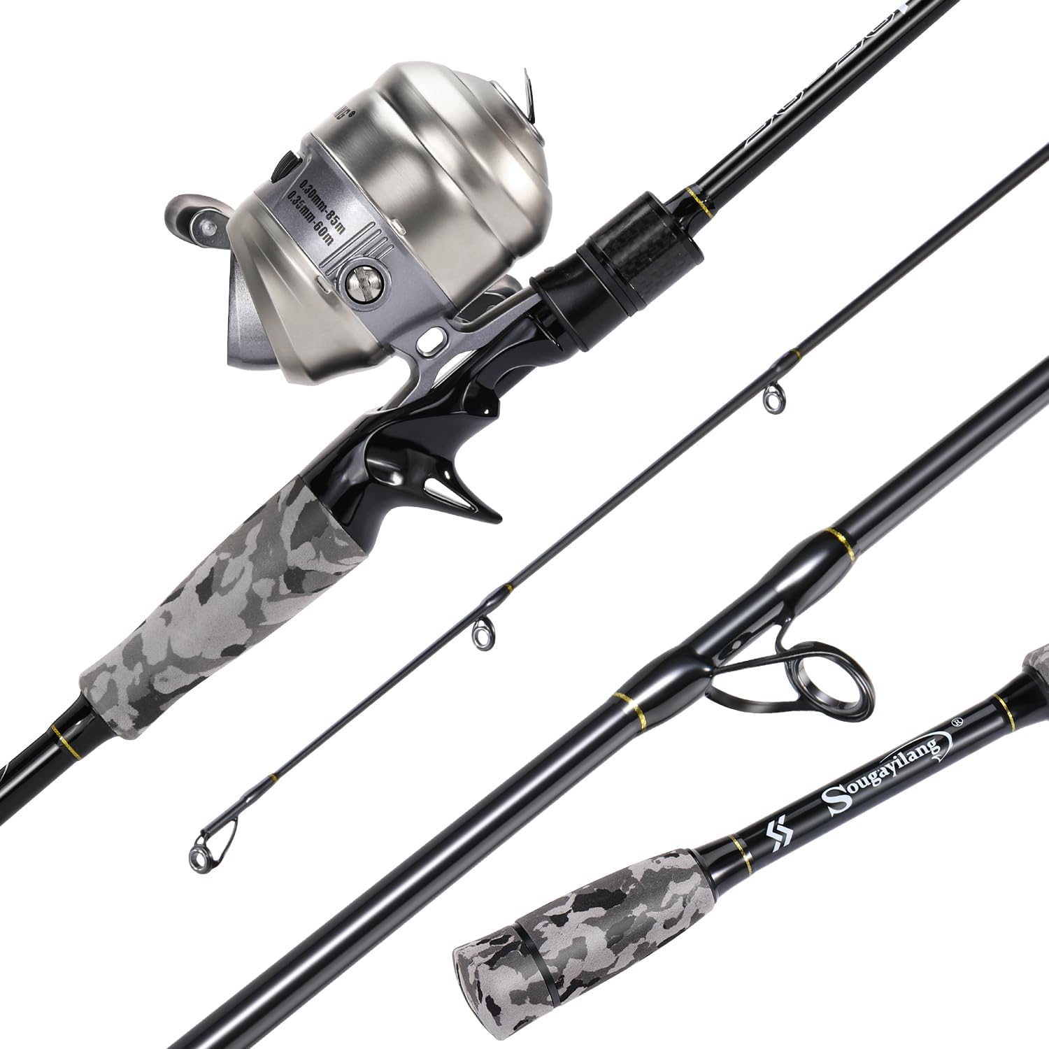 Sougayilang Spincast Reel and Fishing Rod Combo, 5-Foot 9-Inch Durable Carbon Rod, Quickset Anti-Reverse Fishing Reel with Mono Line