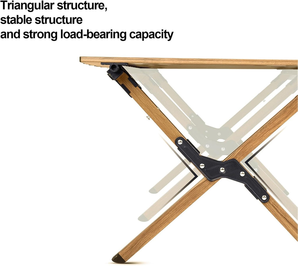Folding Camping Table, Roll-Up Folding Table with Carry Bag, Portable Aluminum Picnic Table, Low Height Beach Table for Outdoor Use, Travel, BBQ & Hiking, Easy Assembly (Natural)