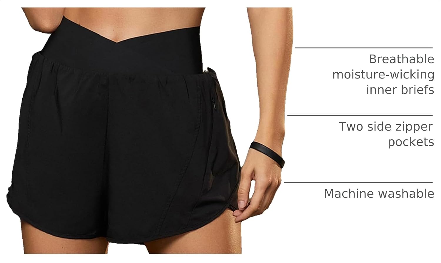 Blooming Jelly Women's Athletic Running Shorts Crossover Gym Workout Shorts