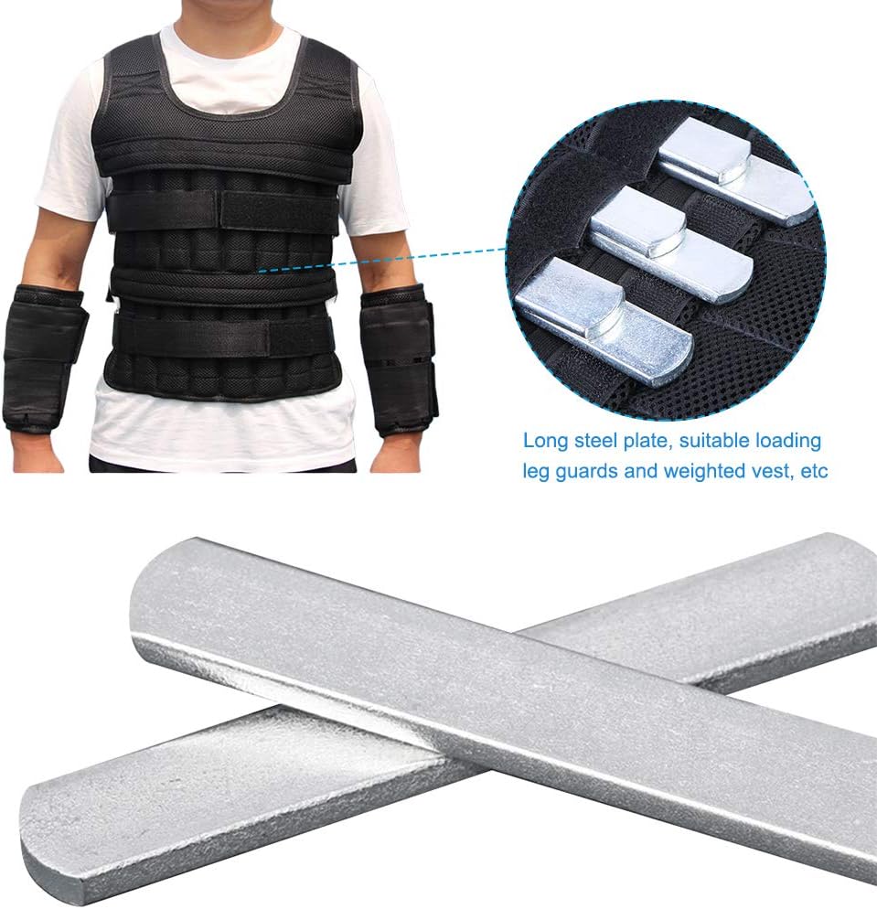 PXRJE Weighted Vest Steel Plates Adjustable Rustproof Strength Training Weight Long Steel Plate w/Round Head for Loading Leg Guards Weighted Vest