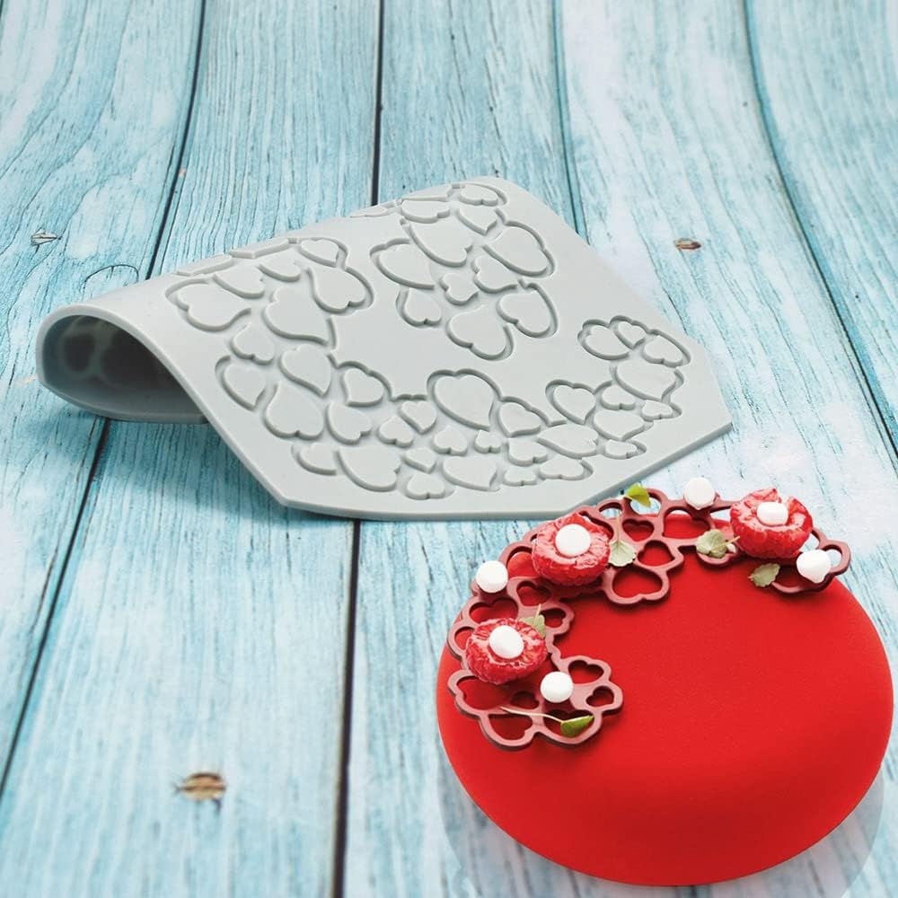 Hollow Leaf Silicone Molds Lover Heart Chocolate Molds Geometry 3D Silicone Mould Chocolate Candy Leaf Mold Sugar Craft Cake Decoration Cupcake Top (I_Heart_7.08 * 5.6 * 0.12inch)