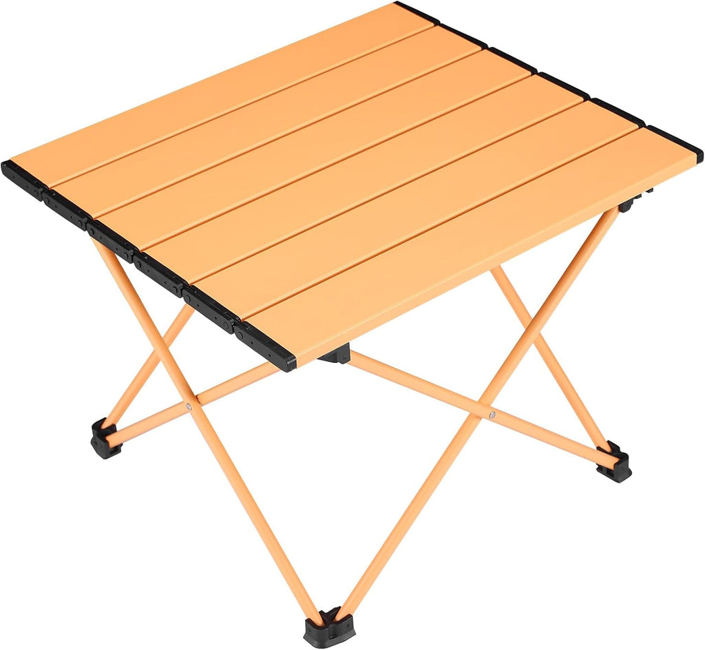 Tesouro Camping Table with Aluminum Table Top, Folding Beach Table Easy to Carry, Prefect for Outdoor, Picnic, BBQ, Cooking, Festival, Beach, Home Use