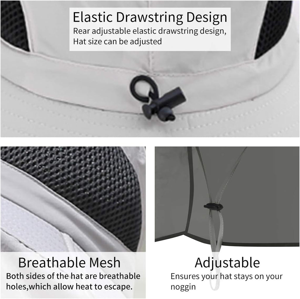 Sun Blocker Hats Outdoor Sun Protection Fishing Cap with Neck Flap Large Brim Outdoor Hat