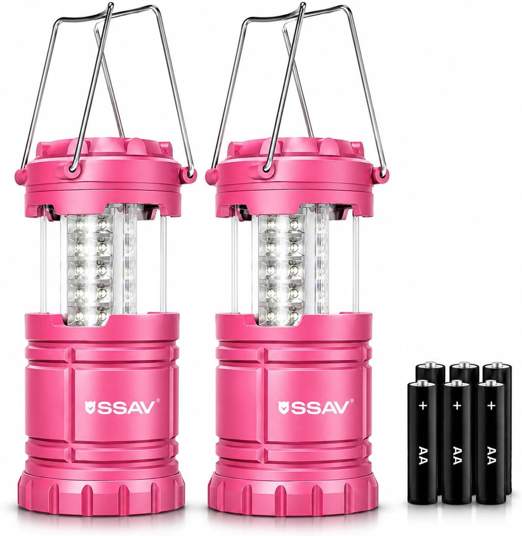 SSAV Battery Powered LED Lanterns (Batteries Included) (2 Pack Pink)