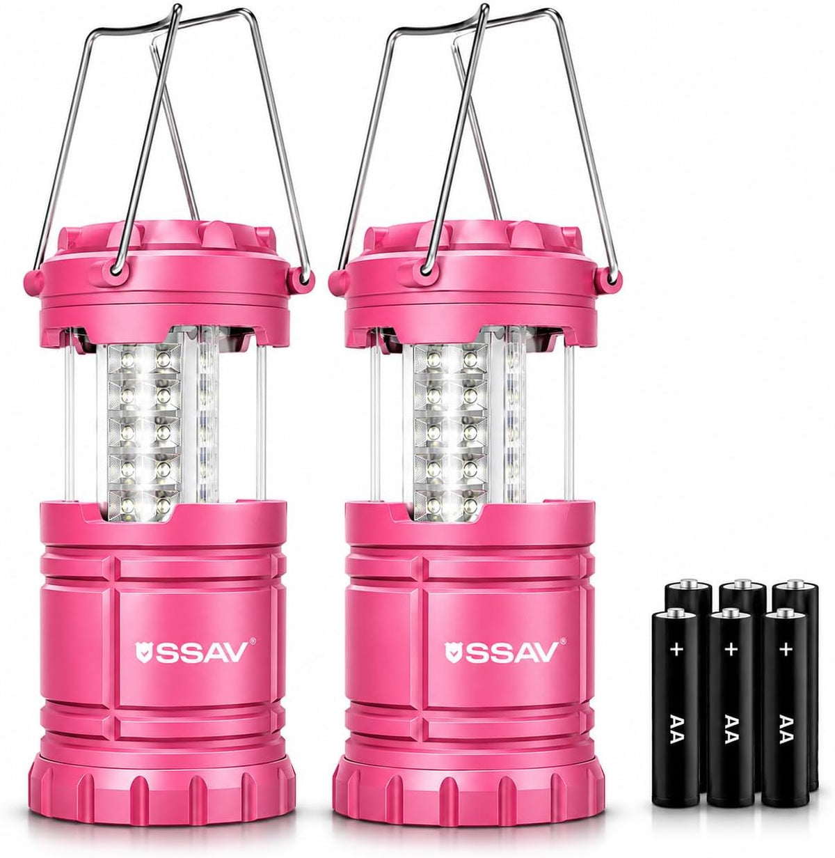 SSAV Battery Powered LED Lanterns (Batteries Included) (2 Pack Pink)