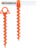 Orange Screw Ultimate Ground Anchors: Heavy Duty Screw-in Tent Stakes for High Wind, Sand, Canopies, and Camping - Made in USA, 100% Recycled, Included T-Grip Tool - (Large, 2 Pack)