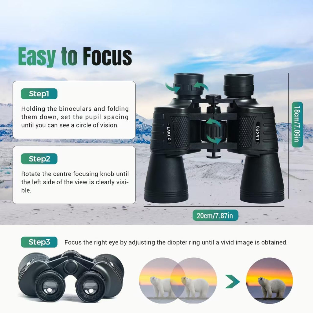 20x50 High Powered Binoculars for Adults, Waterproof Compact Binoculars with Low Light Vision for Bird Watching Hunting Football Games Travel Stargazing Cruise, Christmas Birthday Gifts for Men