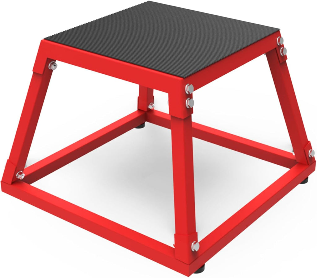 12/18/24/30 Inch Height Steel Plyometric Jumping Box, Anti-Slip Plyo Box Set for Strength and Conditioning Training, Durable Exercise Step Platform for Home Gym