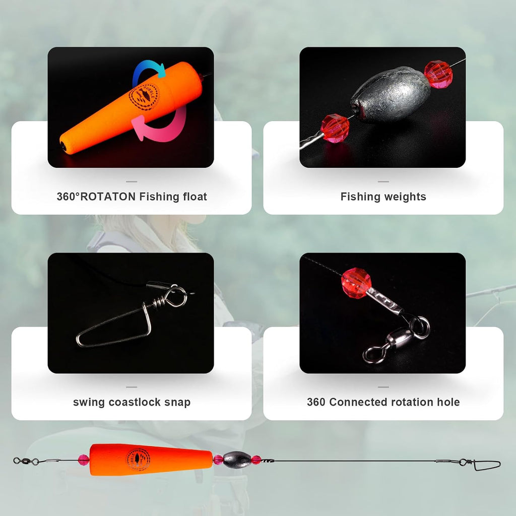 Fishing Floats Rigs Popping Corks for Saltwater Rattle Weighted Bobbers Fishing Tackle (4pcs, 3 in, Orange), set03