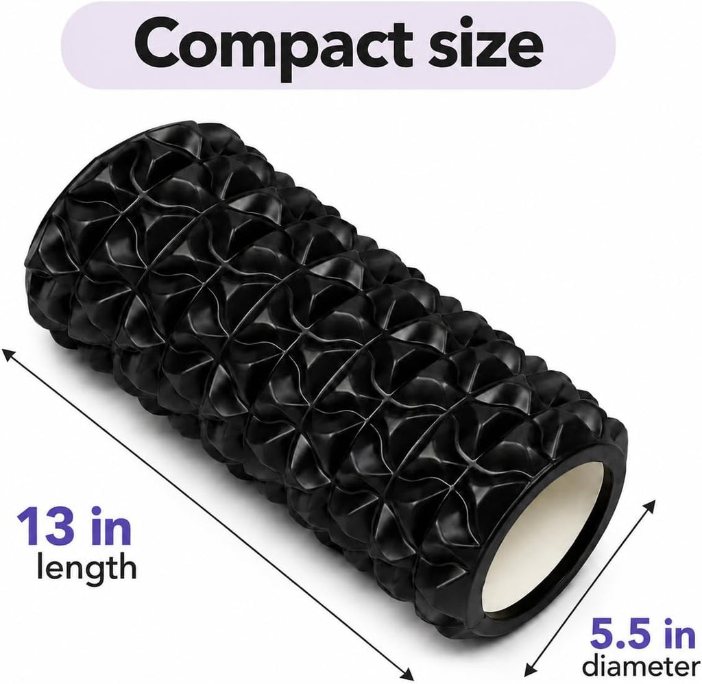 High-Density Foam Roller for Recovery and Relaxation, Muscle Massage and Myofascial Trigger Point Release, Relieves Muscle Pain, Improves Mobility (Black)
