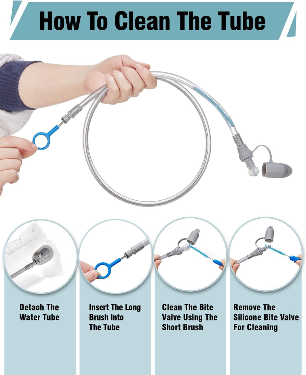 Zelvot 2L-3L Hydration Bladder Kit, 6 in1 Water Bladder with Cleaning Kit