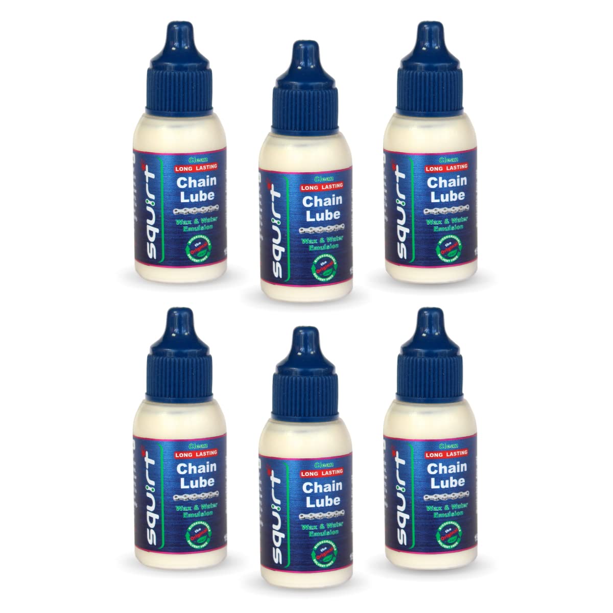 Squirt Chain Lube for Bikes (0.5 Oz, 6 Pack) – Long-Lasting Lubricant for All Bike Chains – All-Weather Dry Bike Chain Lube to Reduce Noise & Chainsuck – Bicycle Tools & Maintenance Aid