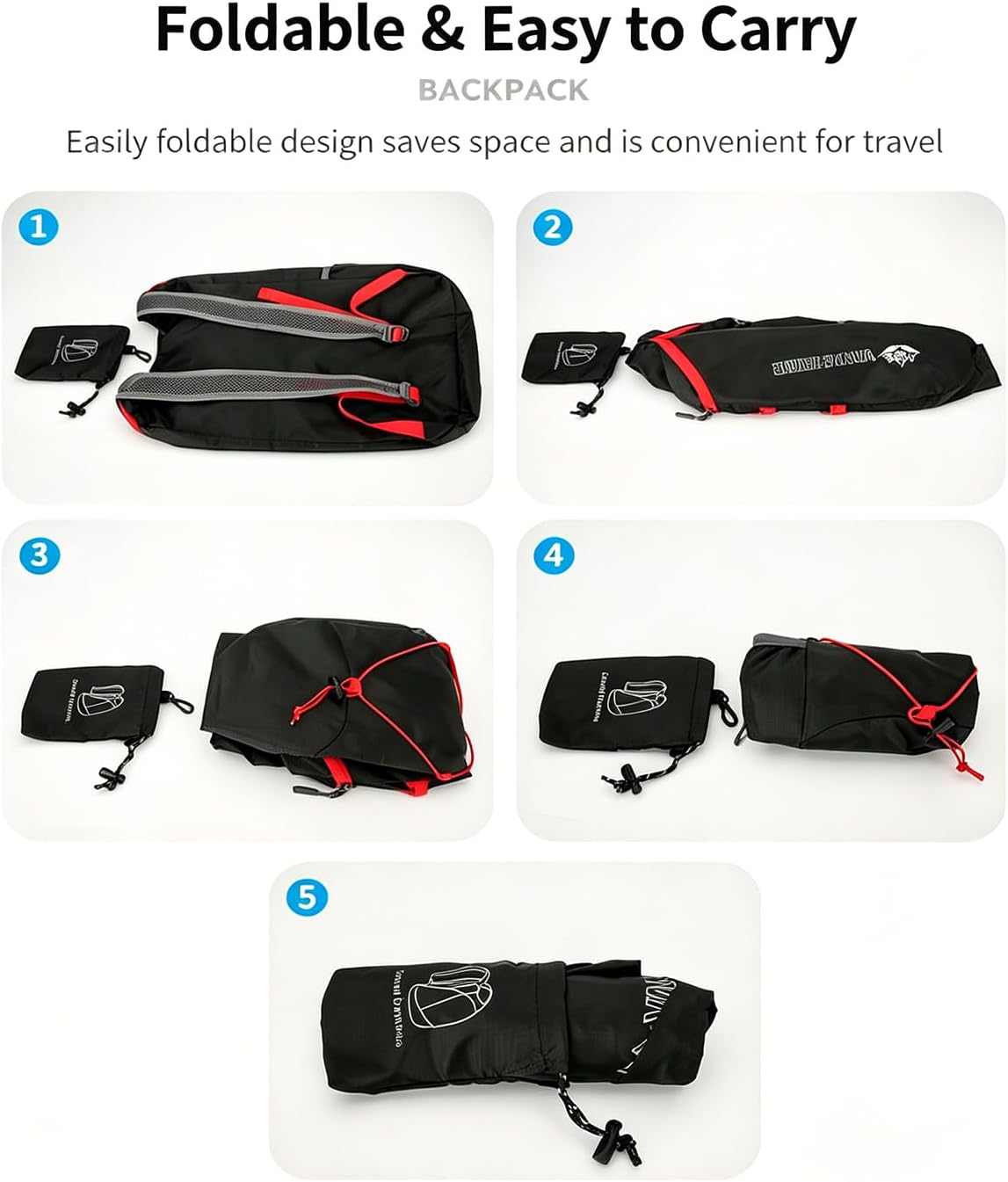 Large Capacity Foldable Outdoor Backpack Hiking Sports Daypack for Men Women Camping Travel Lightweight Packable Bag