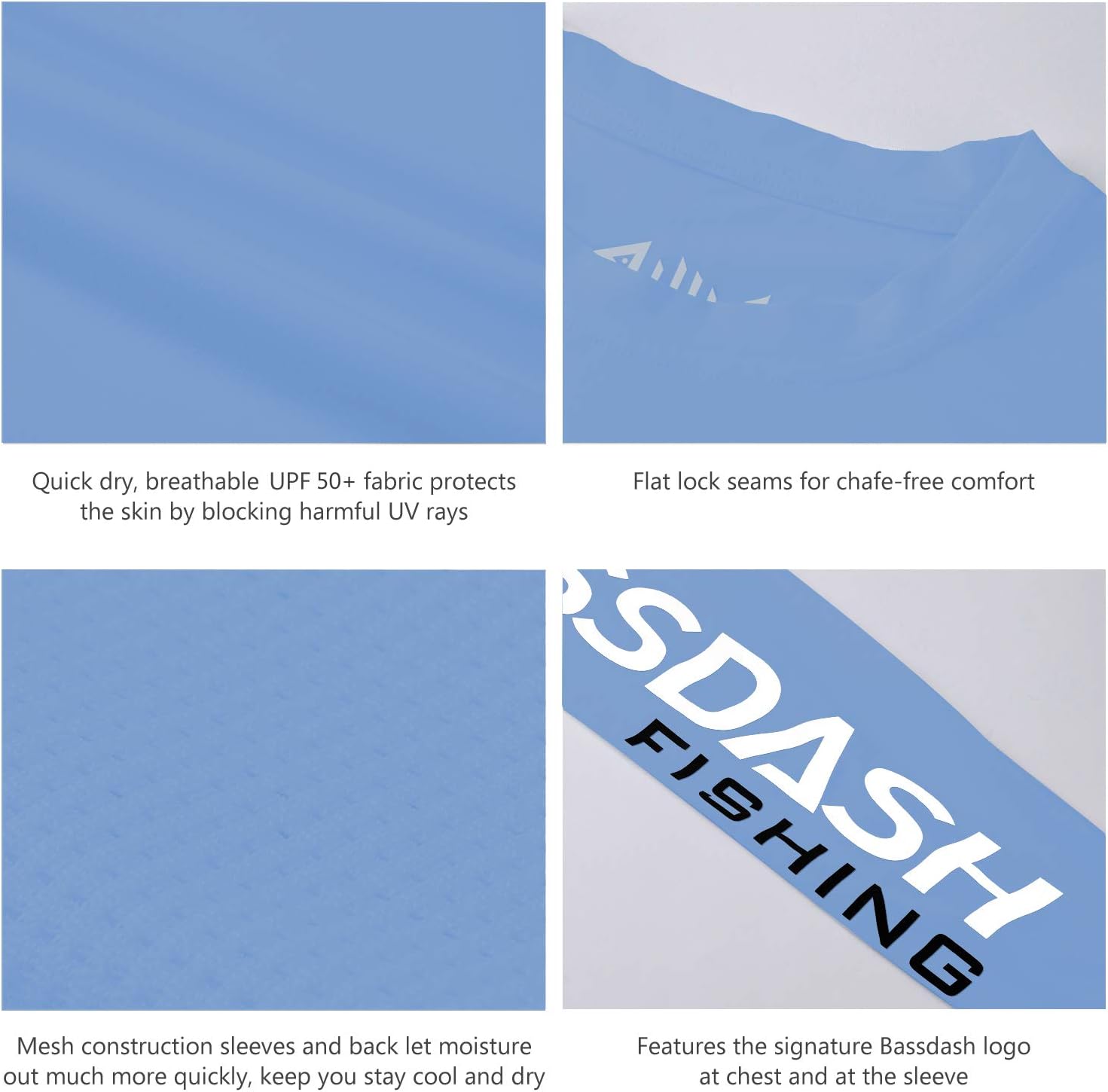 BASSDASH Fishing T Shirts for Men UV Sun Protection UPF 50+ Long Sleeve Tee T-Shirt