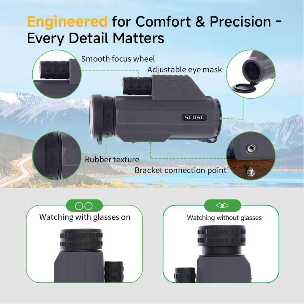 12x32 Monocular Telescope,Compact Waterproof Fogproof for Bird Watching