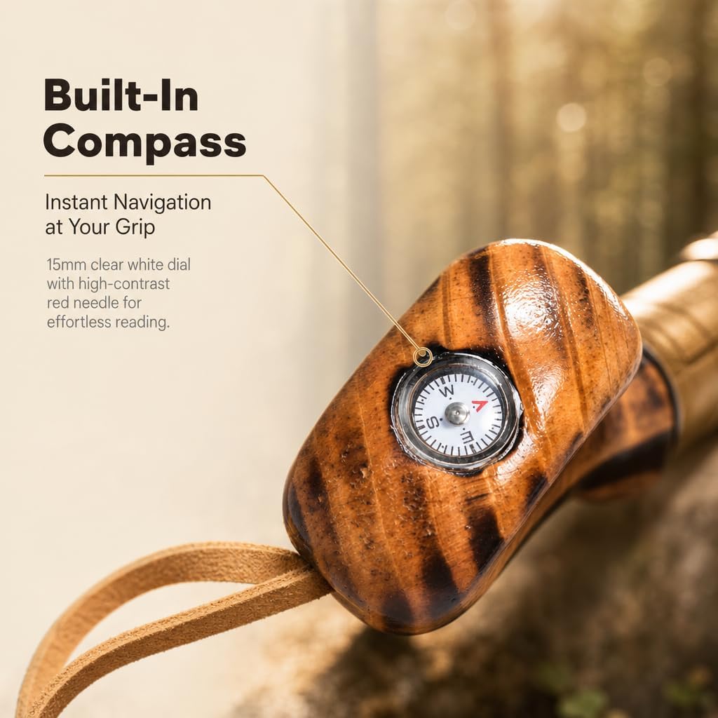 FOREST PILOT 3pc Detachable Walking Stick Pine Handle 55 Inches