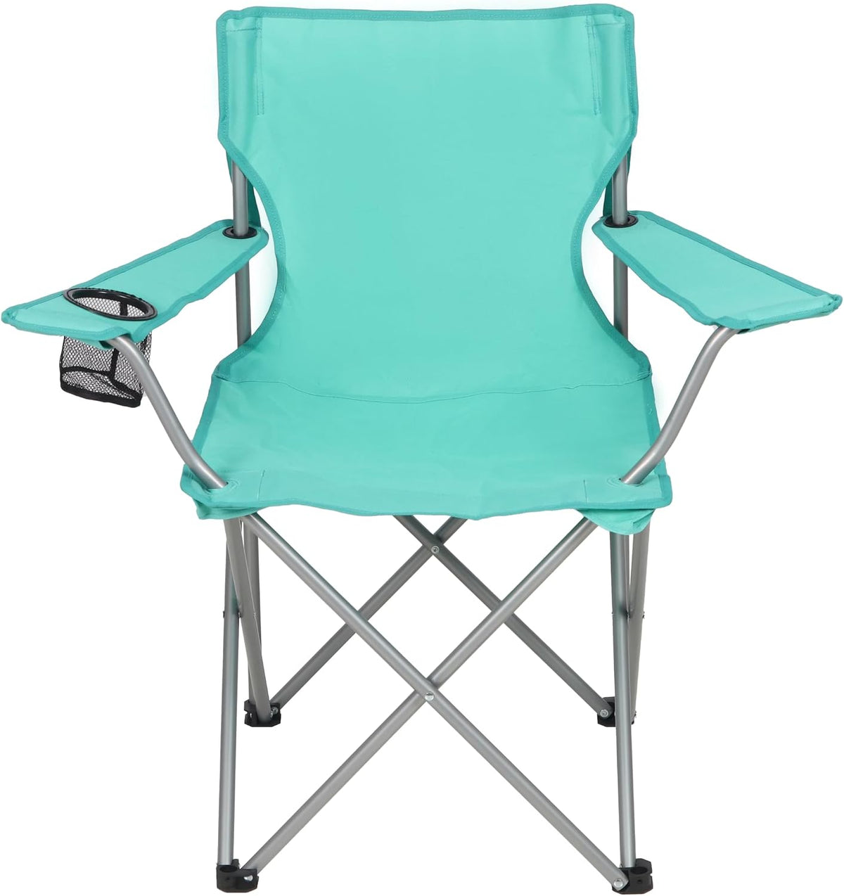 Four-Legged Folding Camping Chair (with Cup Holder), Sea Green