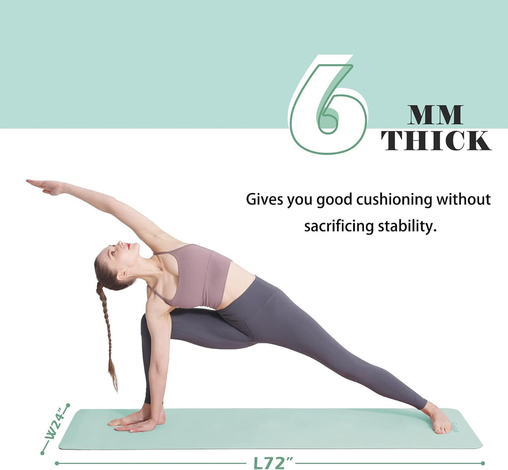 Yoga Mat Non Slip, Pilates Fitness Mats, Eco Friendly, Anti-Tear 1/4" Thick Yoga Mats for Women, Exercise Mats for Home Workout with Carrying Sling and Storage Bag