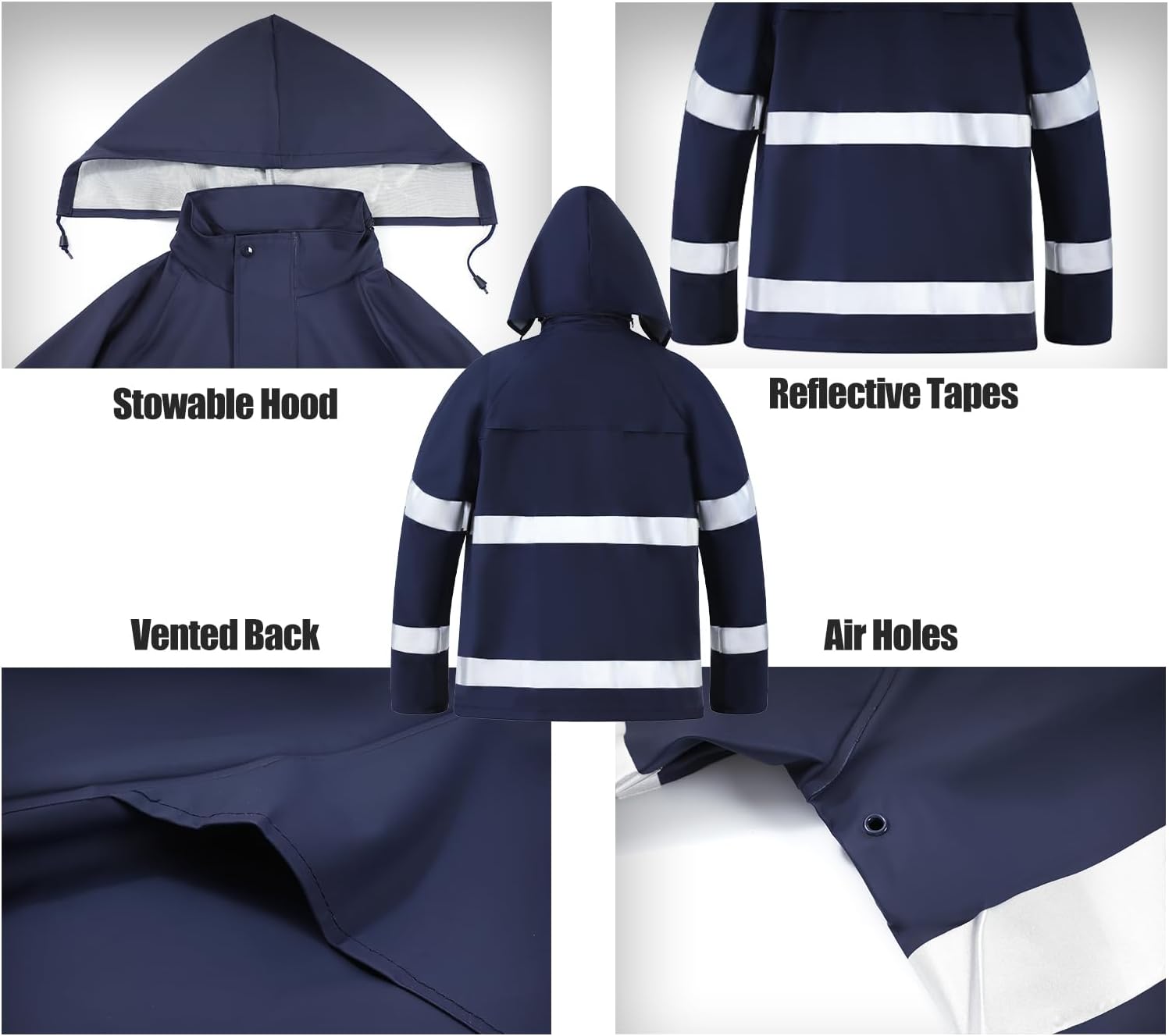 RainRider Rain Suits for Men Women Waterproof Reflective Rain Coat Bib Pants for Safety Heavy Duty Rain Gear Fishing