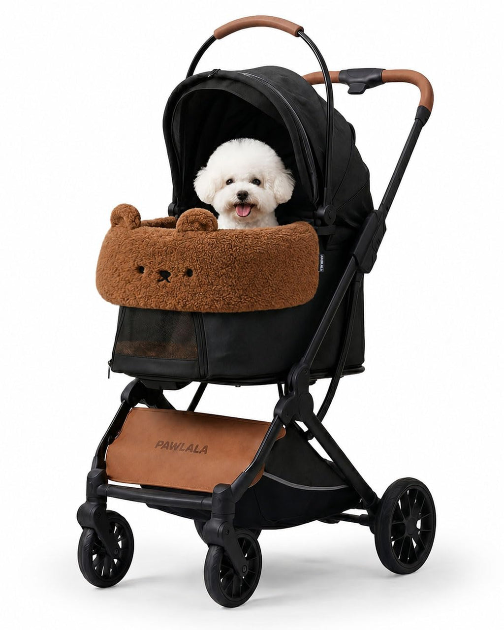 Pet Stroller Comforter Set – Ultra-Soft Cushion, Pillow & Edge Cover – Machine Washable, Protective & Cozy Liner for Dogs & Cats – Easy Install (Teddy Brown, Stroller Not Included)
