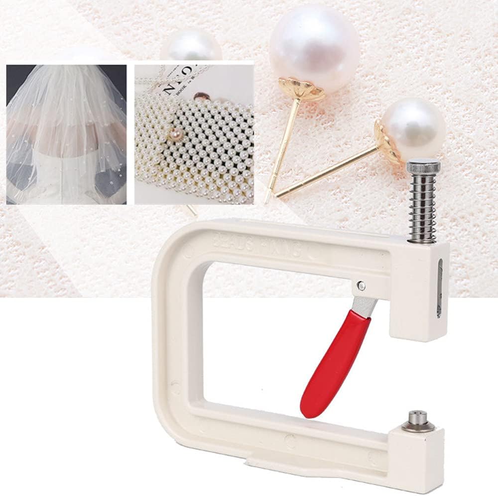Manual Nailed Bead Machine Pearl Beads Rivet Setter DIY Handmade Pearl Setting Machine Tools Beading Attach Tool Portable (White)