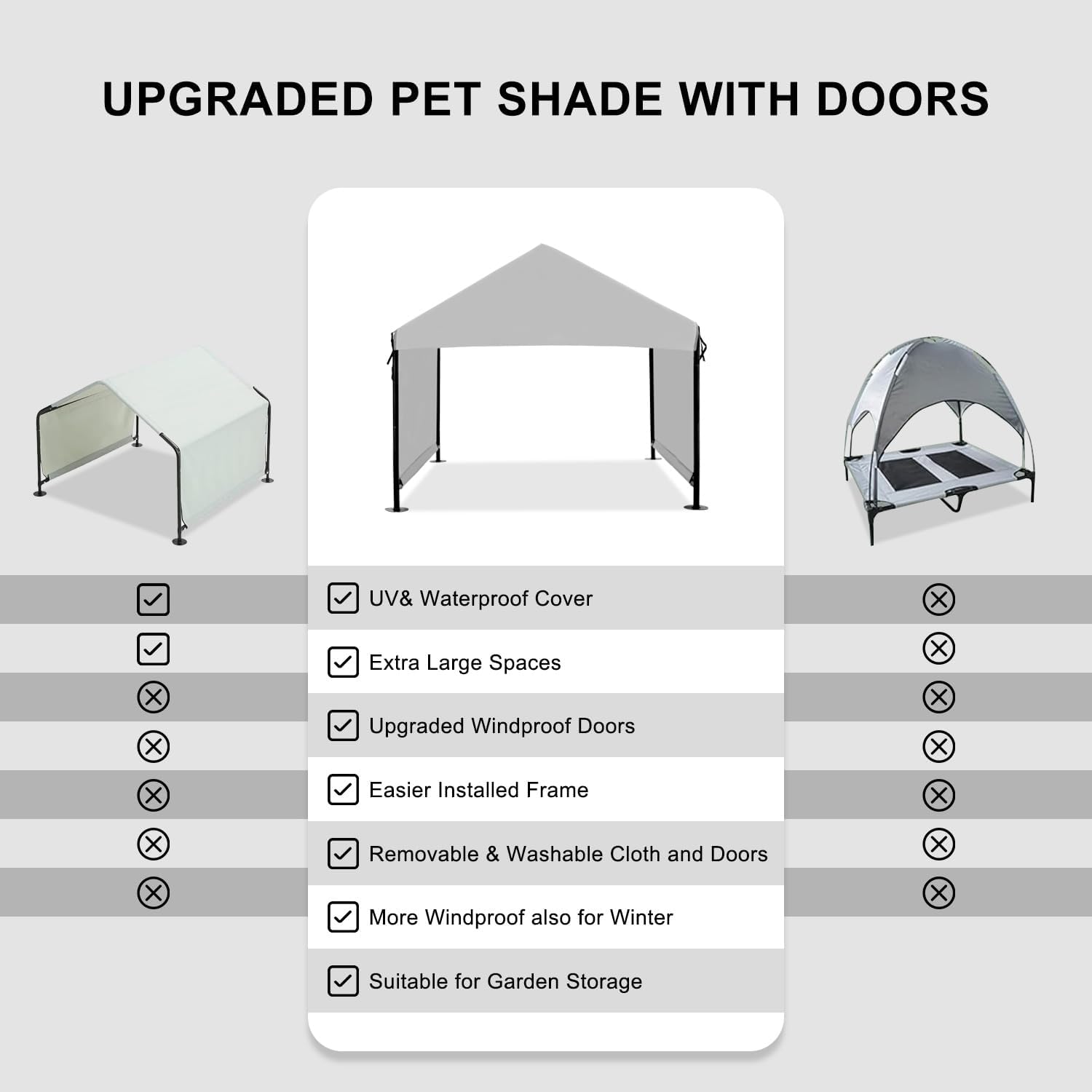 Outdoor Dog House for Small Dogs, Portable Pet Tent, Grey
