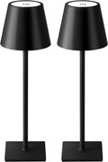 KDG 2 Pack Cordless Black Table Lamps, Rechargeable Portable LED Desk Lamps