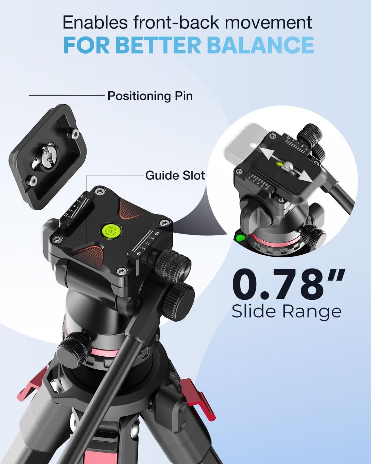 CAMBOFOTO 68" Heavy Duty Tripod, Video Tripod with Fluid Head