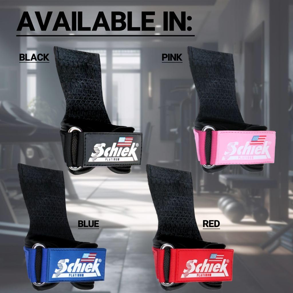 Schiek Sports Model 1907 Platinum Edition Ultimate Grips - 3 in 1 Weight Lifting Straps Wrist Wraps and Grip Pads