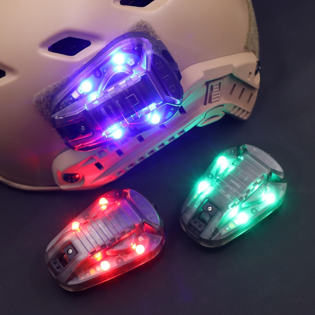 Tactical IR Strobe Helmet Light Military Identification Lights with Visible LED + White Strobe Survival Signal (Black-Blue)