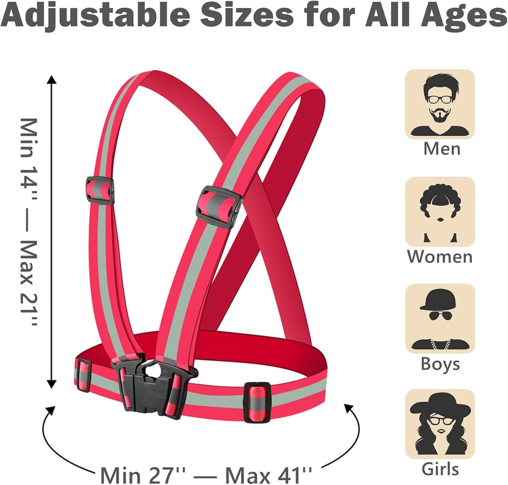 Reflective Vest, High Visibility Safety Vest Straps Reflective Gear for Night Running Walking Cycling for Men Women Kids