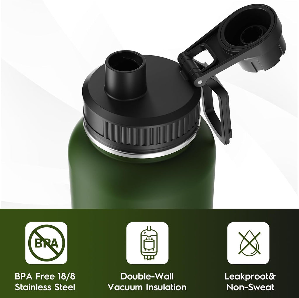 Navigate 32oz Insulated Water Bottle for Sports, Keep Cold 24H