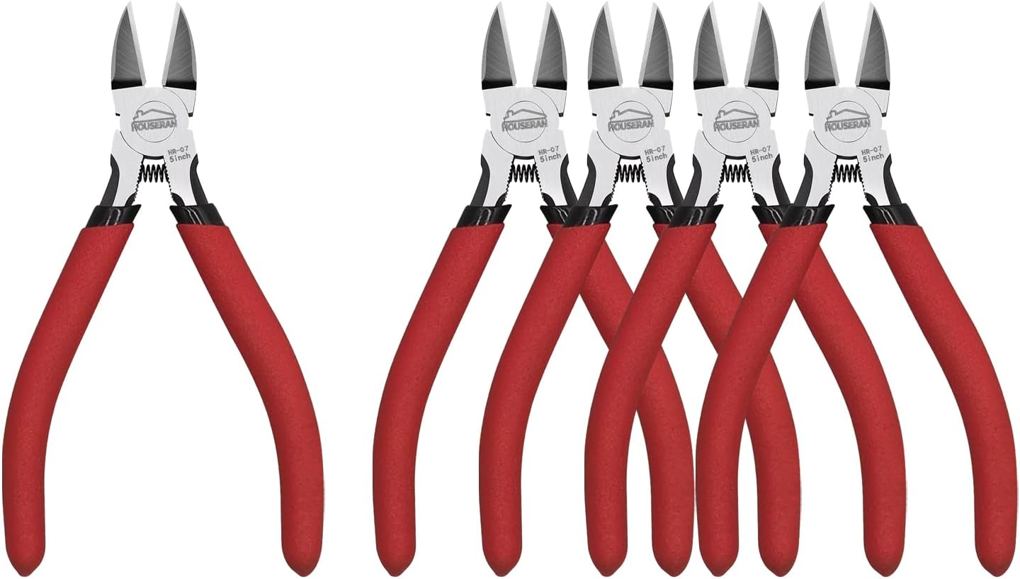 Wire Cutters 5 Pack, 5 Inch, Side Cutters, Flush Cut Pliers