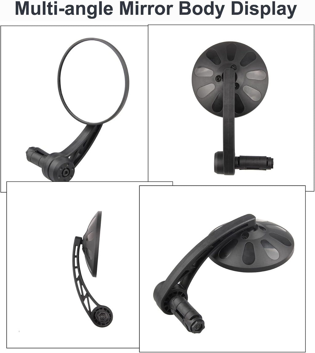 Bike Mirrors Handlebar End Mount, Rotatable And Adjustable Shockproof ebike mirror Wide Angle Bicycle Handlebars End Safe Clear E-Bike Glass Rear View Mirrors