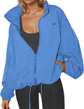 Yousify Womens Waterproof Rain Jackets Lightweight Zip Up Raincoat Outdoor Hiking Hooded Windbreaker with Pocket