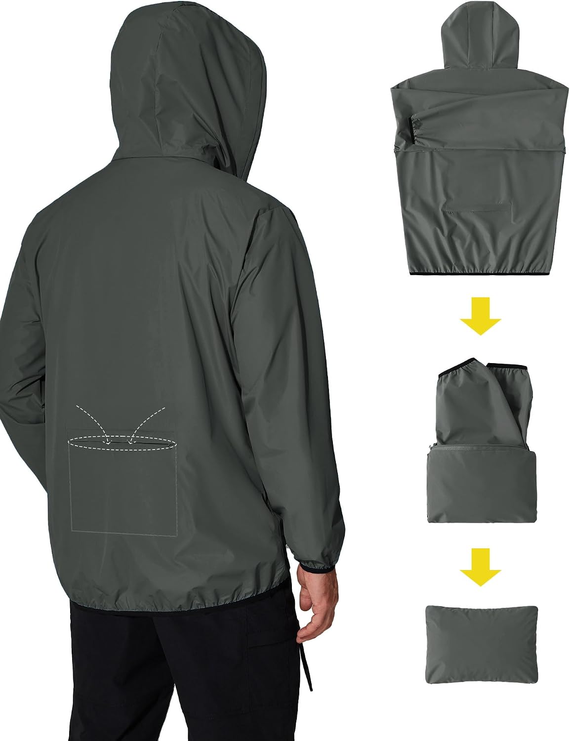 COOFANDY Men's Light Rain Jacket Packable Waterproof Raincoat Windbreaker