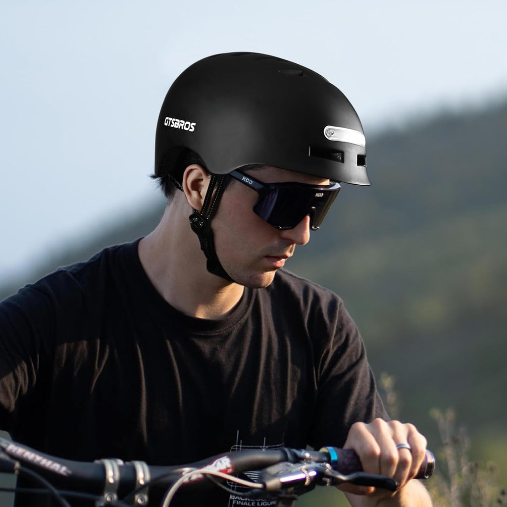 Adult Bike Helmet with LED Lights, Lightweight Adjustable Bicycle Helmet for Men Women, Safety Certified Cycling Helmet for Urban Commuting, Road Cycling, Skateboard and Scooter Riding