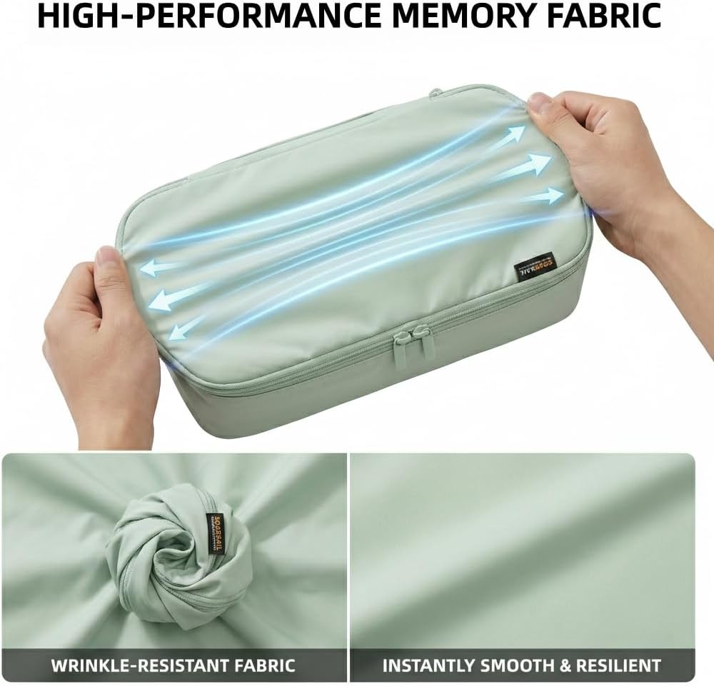 4 Piece Compression Packing Cubes for 3–7 Day Travel, Light Green