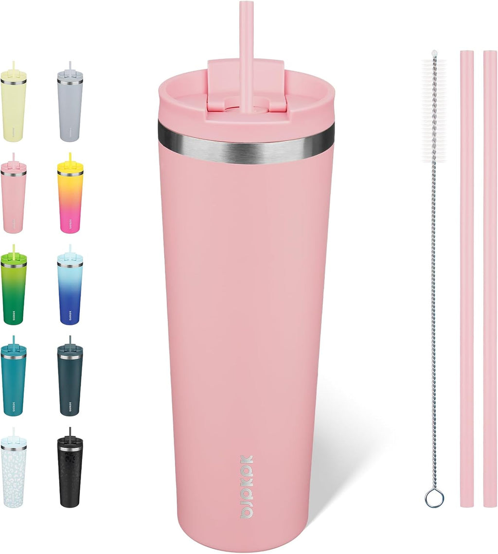BJPKPK 30 oz Coffee Tumbler with Straw, Insulated Stainless Steel Cup