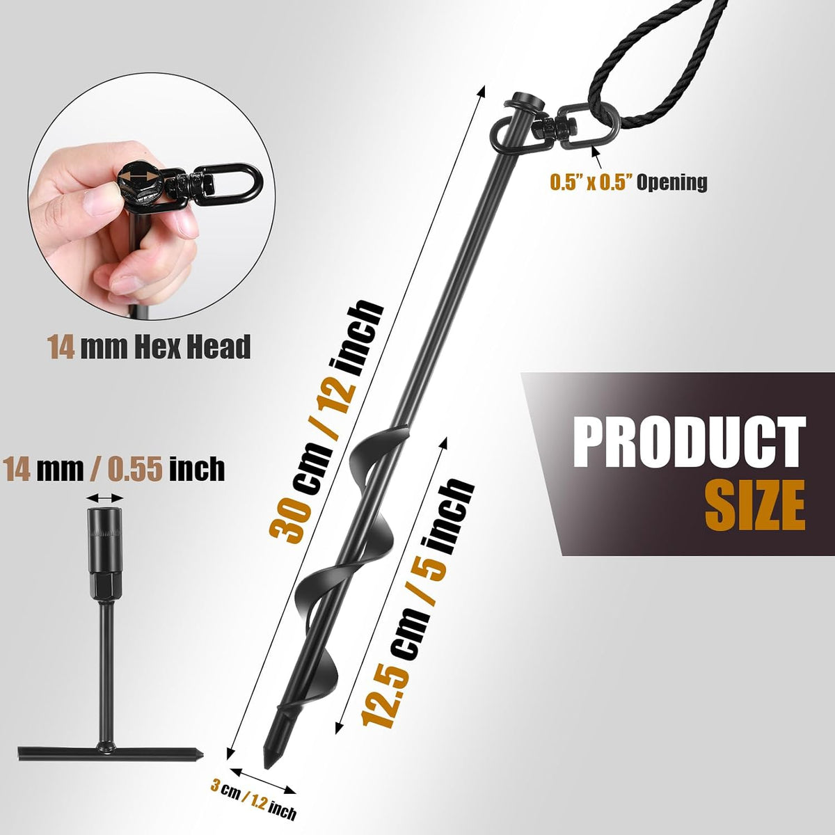 Reginary 6/12/24/36 Pcs Ground Anchors Screw in Tent Stakes