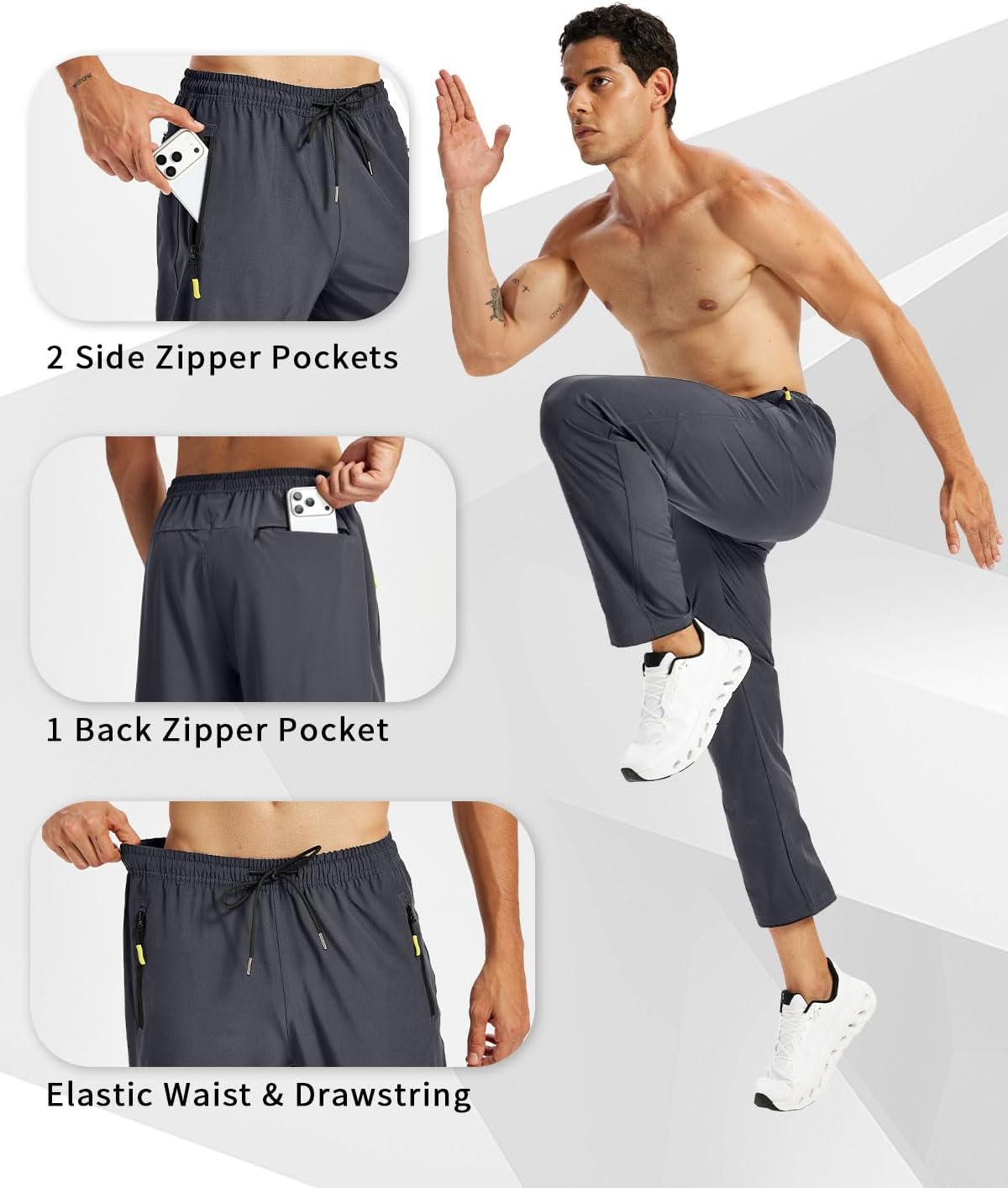 Men’s Lightweight Hiking Pants Quick Dry Workout Sweatpants