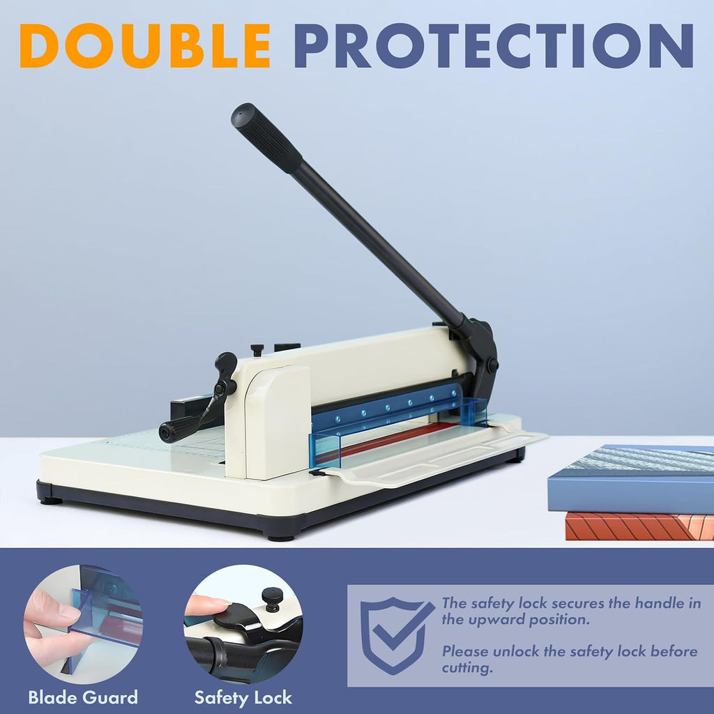 Heavy Duty Paper Cutter 12", Guillotine A4 Paper Cutter, 500 Sheets Capacity Paper Trimmer, Double Safety Protection Durable HSS Blade for Cutting Paper