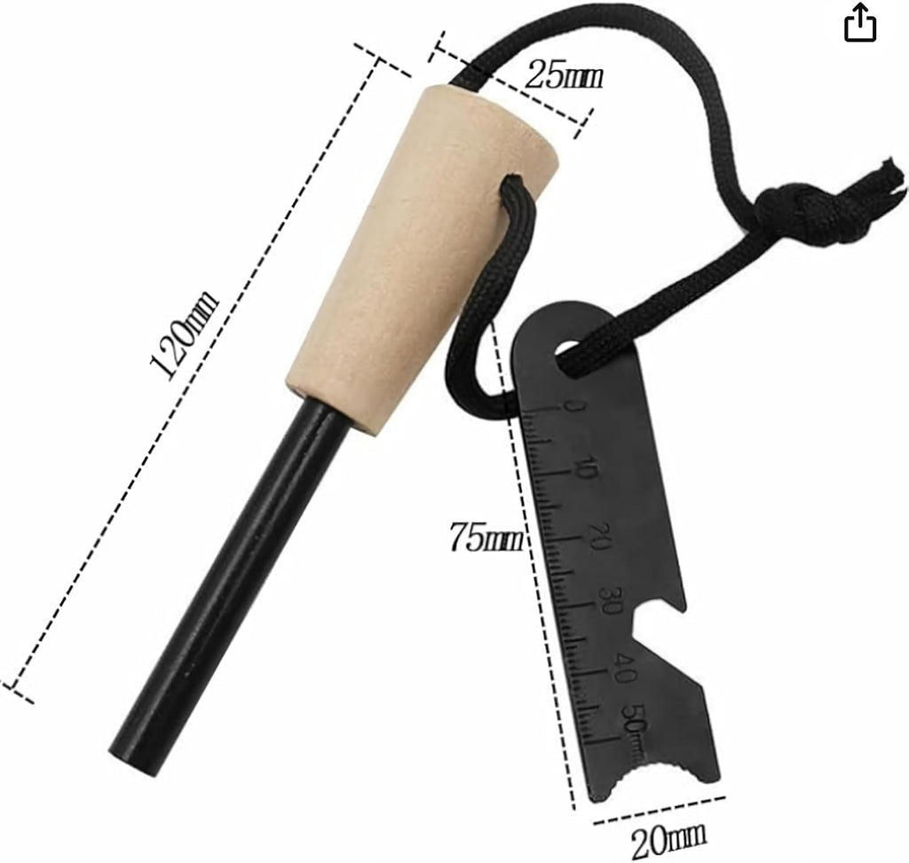 eGreen Magnesium Fire Starter Kit: 4" Ferro Rod & Wax Rope Options
