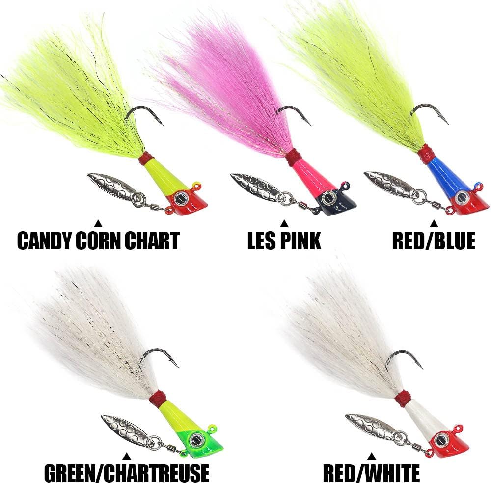 Shad Darts Fishing Lures Dart Head Jig Underspin Bucktail Hair Jigs Head for American Shad Bass Walleye Crappie Panfish 1/16oz 1/8oz 1/32oz 1/4oz 25 Pack
