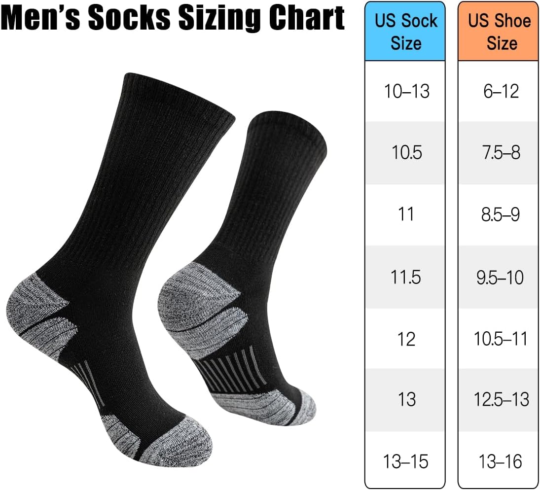 JOYNÉE 8 Pairs Mens Athletic Crew Socks Cushion Running Work Breathable Outdoor Socks for Men
