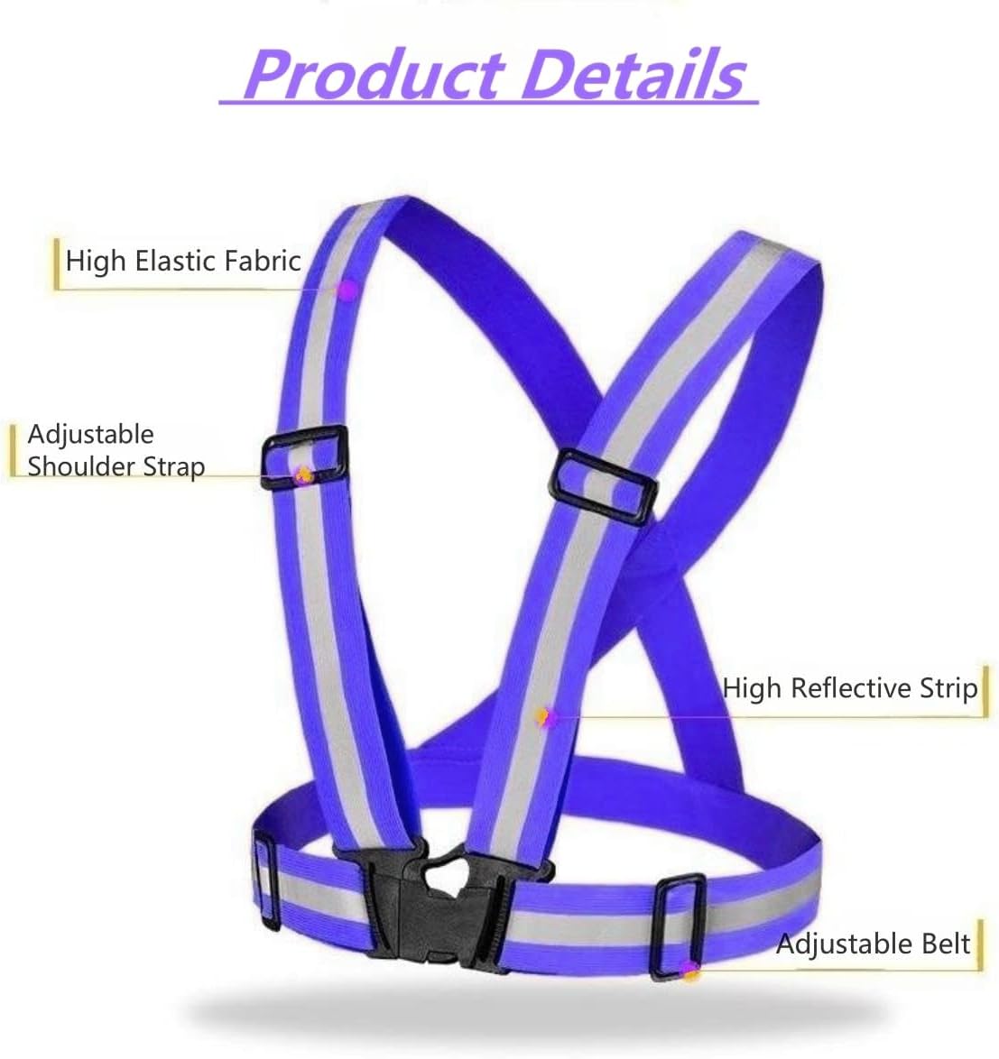 Reflective Vest, High Visibility Safety Vest Straps Reflective Gear for Night Running Walking Cycling for Men Women Kids